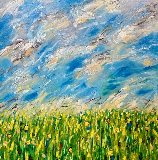 Spring Clouds, 30x30 oil, $1150