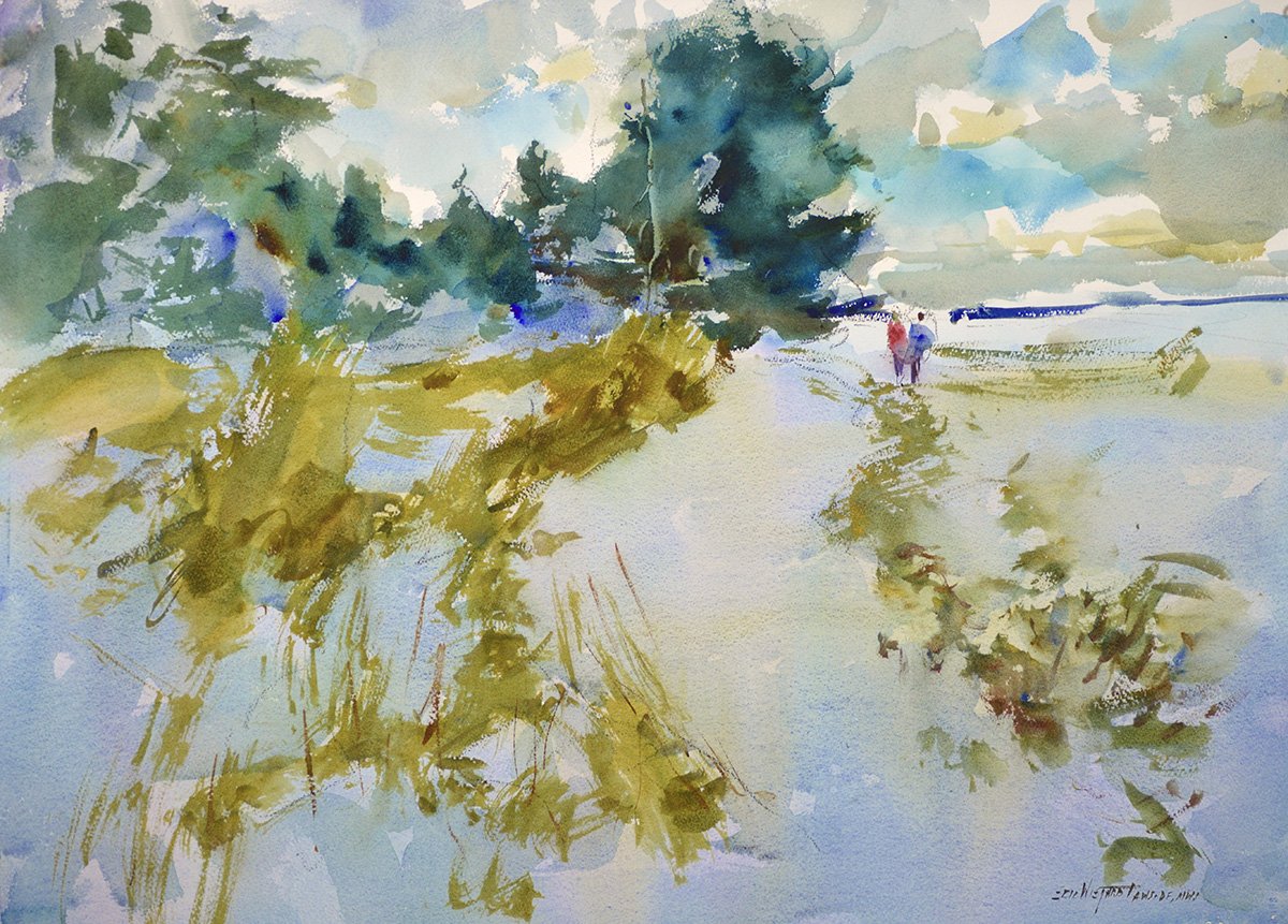 Winter Secrets, 36x28 watercolor, $3195