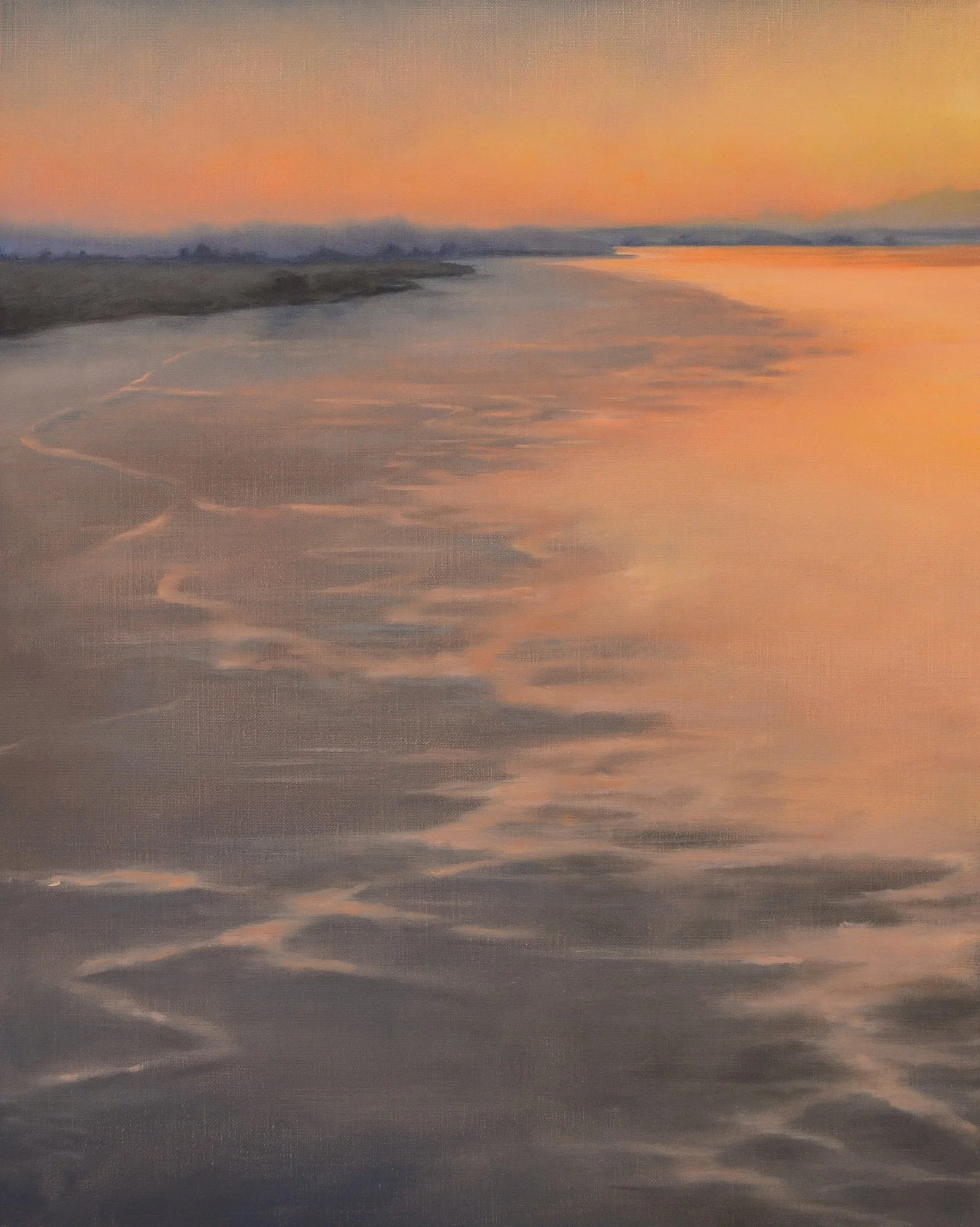 Samish Tides at Sunset, 20x16 oil on linen, $1100
