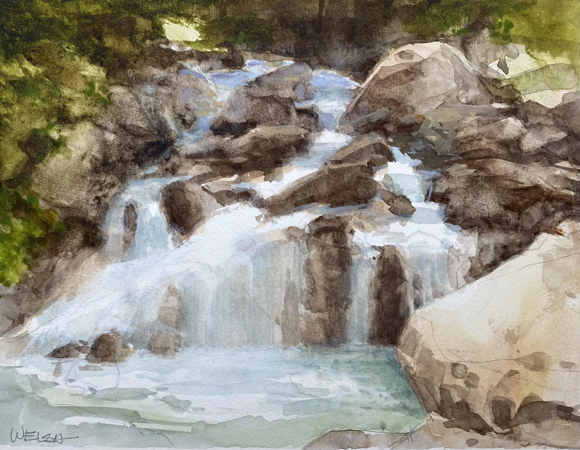 Deception Creek, 9 x 7 watercolor, $700 by Robert Welsh