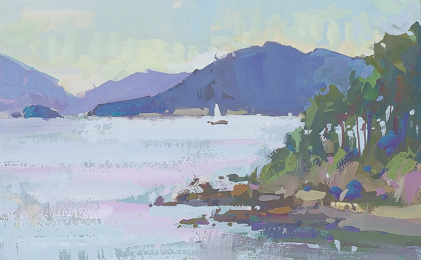 Washington Loop Trail, 4x6 Gouache, $750