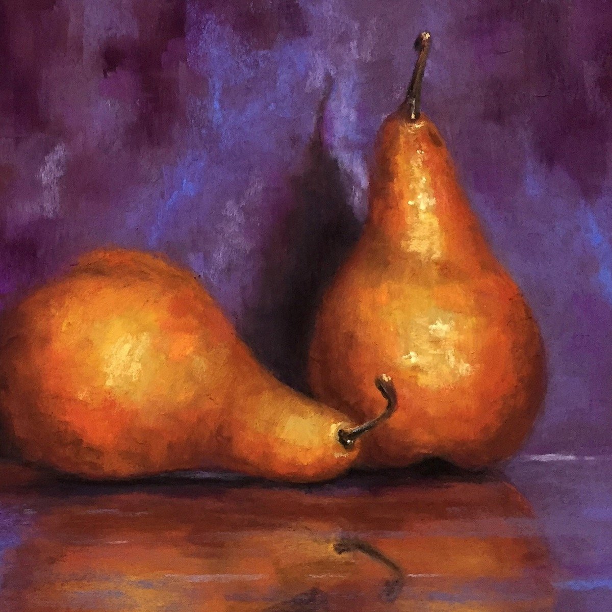 A Pair of Pears, 8" x 8" soft pastel, $350.
