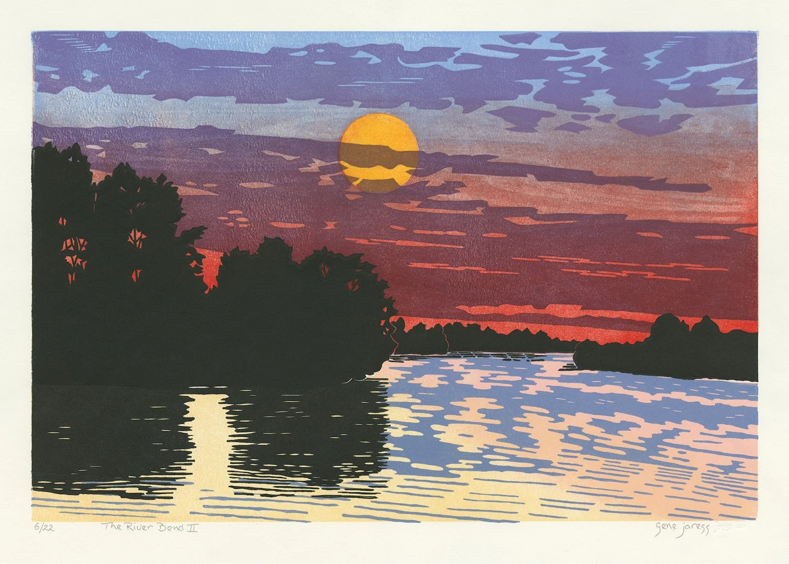 Gene Jaress - The River Bend II, 15x22 Limited Edition woodcut print, $750