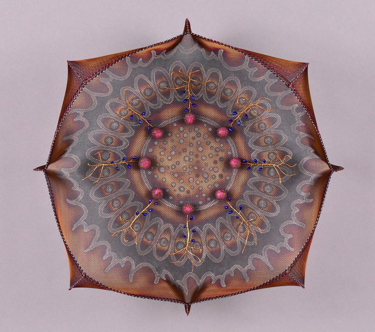 Violete Portalis, Stainless steel mesh, wire, acrylic medium, glass frit, H17 x W16 x D6, $2,500