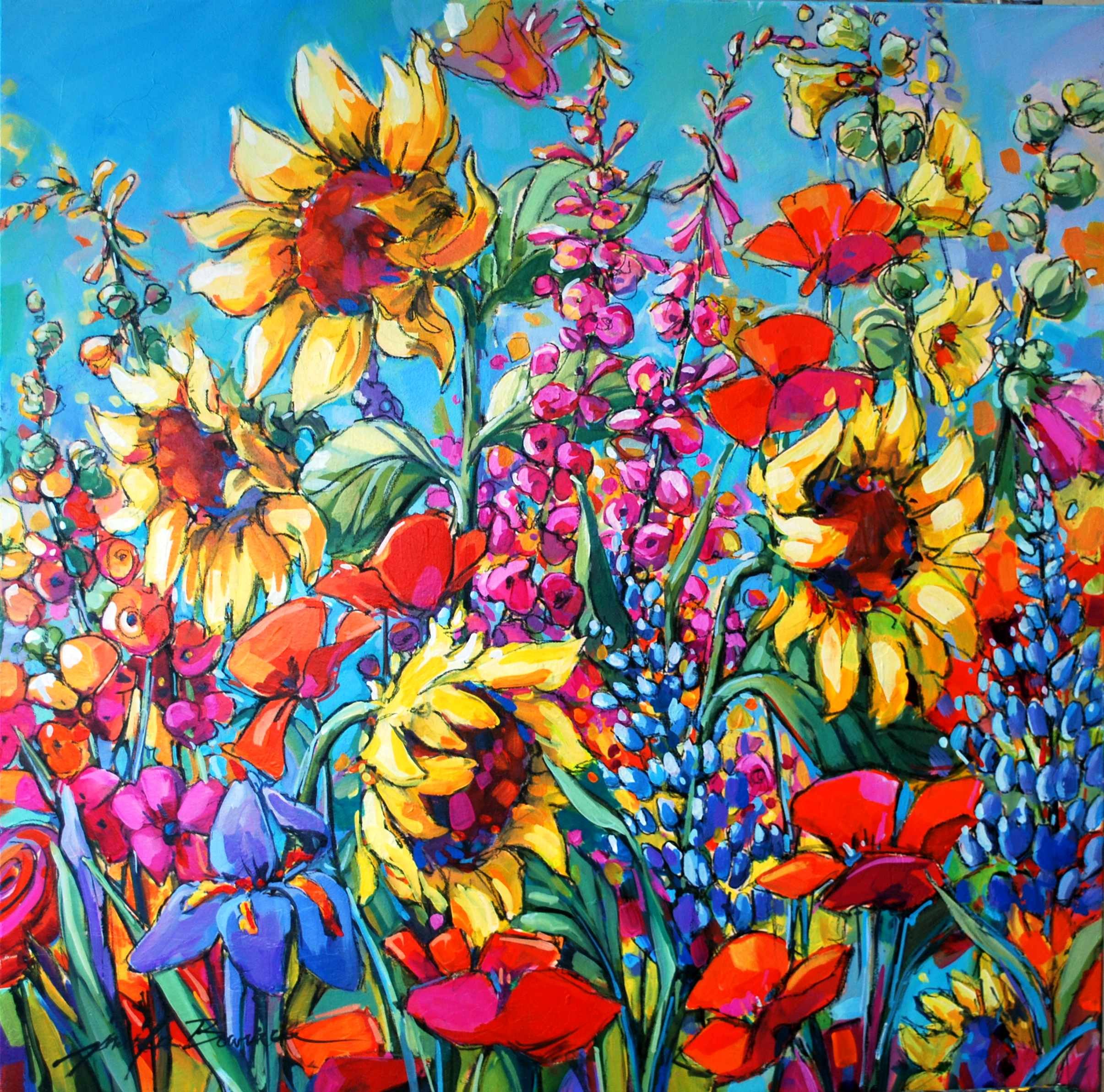 Festive Flowers, 30x30 acrylic, $2100