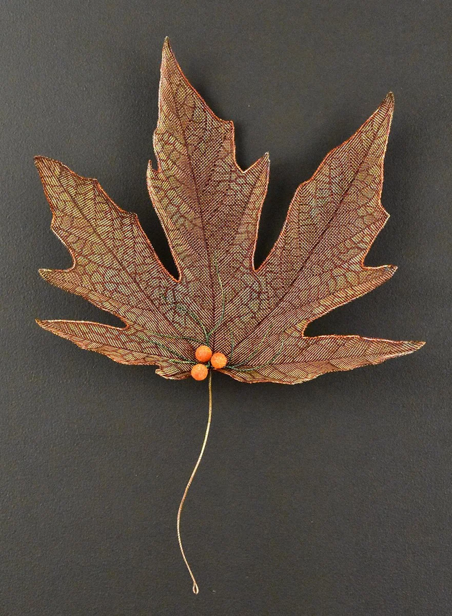 Small Maple Leaf, Copper mesh, glass frit, wire (17x13.5x4) $850 SOLD