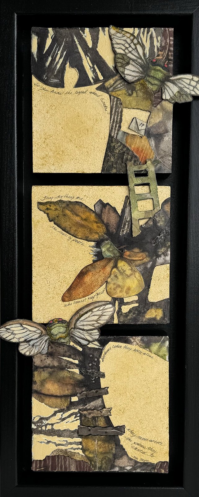 Cicada Song, 9x22 ecoprint collage, $425
