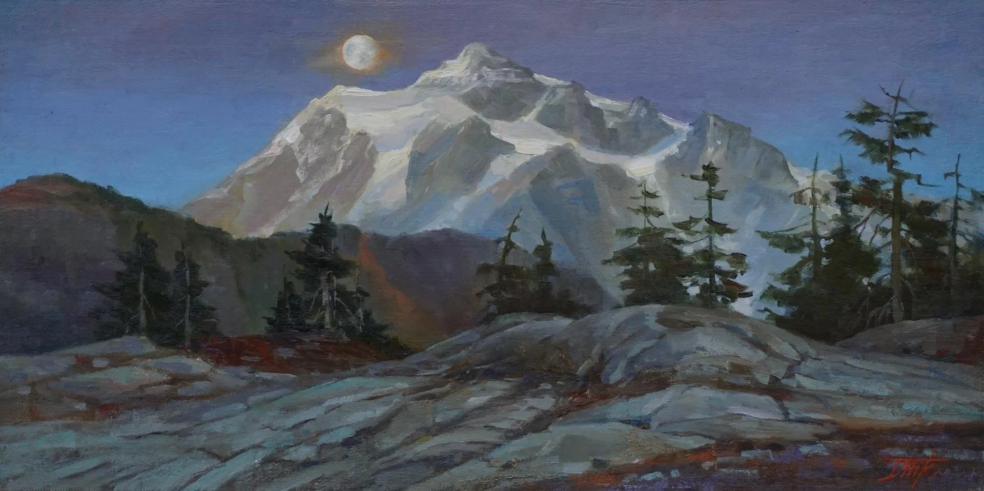 Tatsiana Mikhailava - Moon Rise; 8x12 oil, $560