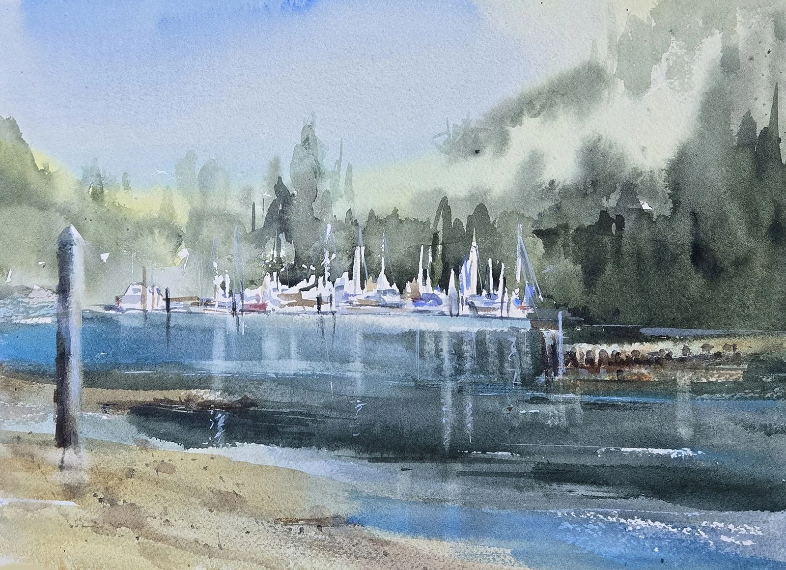 Suzanne Powers -  Cap Sante Morning, 8x12 watercolor, $550