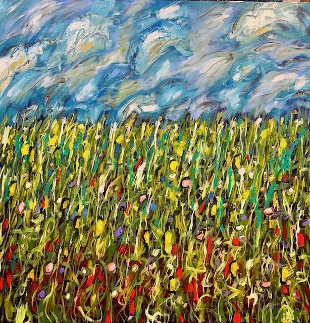 High Meadow, 36x36 oil, $1600