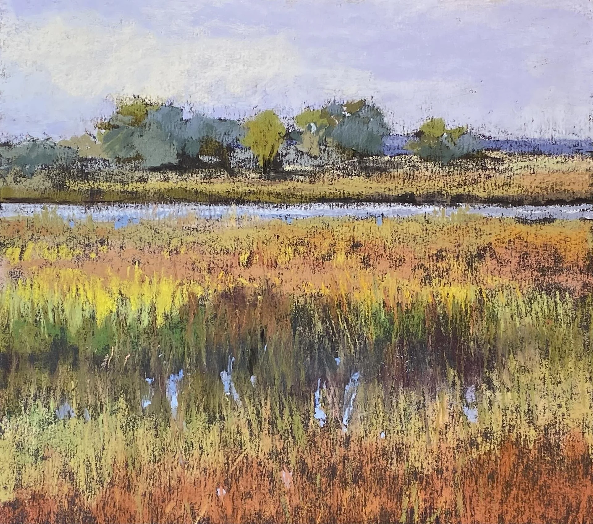 Janice Wall; Intercoastal, 8x9 soft pastel, $600