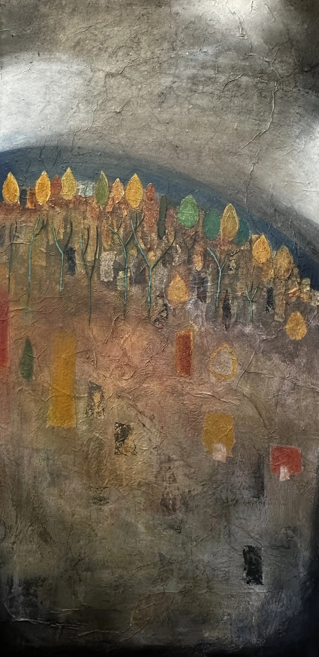 Autumn Rise, 48 x 24 mixed media, $4500