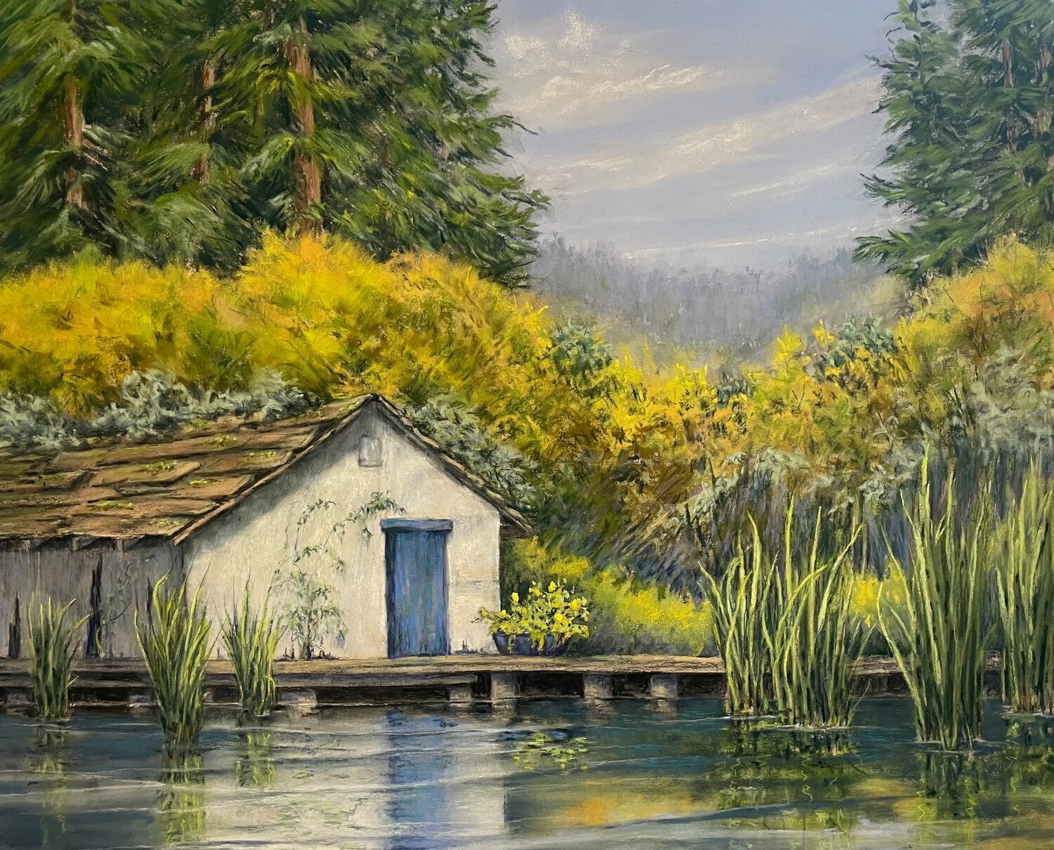Joan Brewster - Paddling By; 20x24 pastel, $650