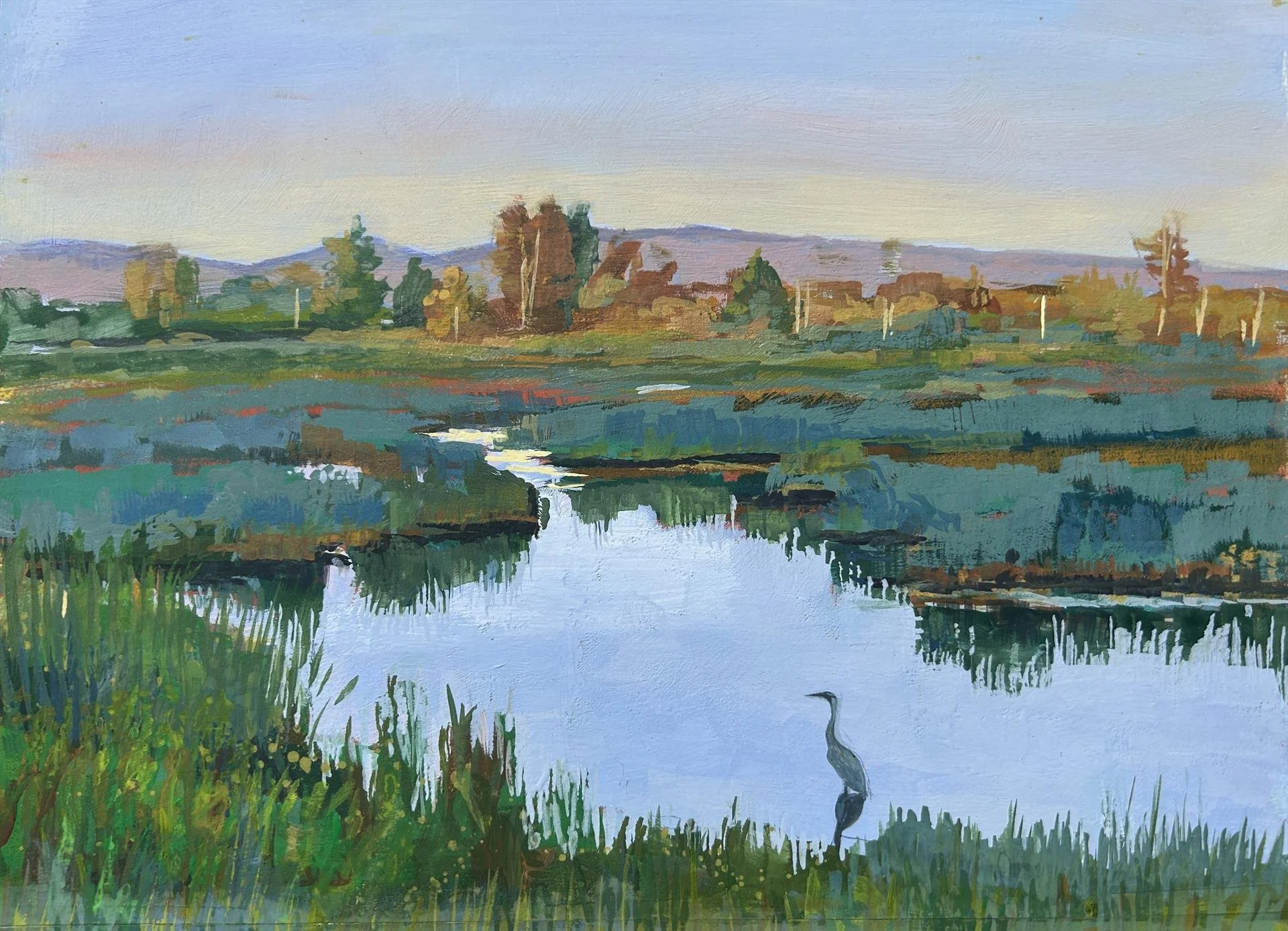 Charlene Hall - Wylie Slough; 9x12 gouache, $575