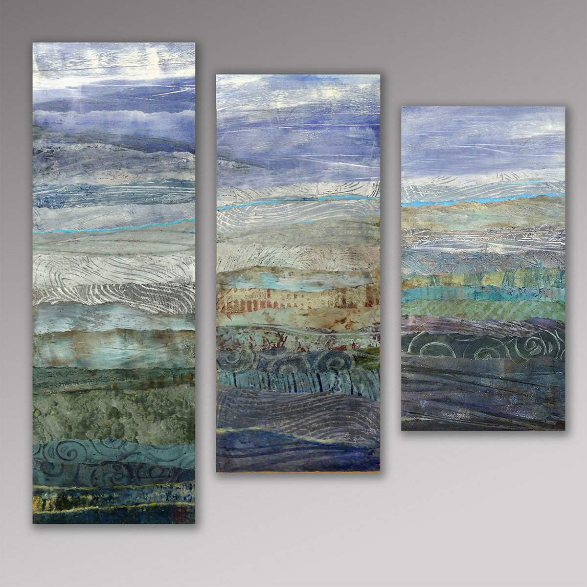 Find Me A River Triptych, 32x10.5, 22x10.5, 22x10.5 Photo Encaustic, $975 set of 3