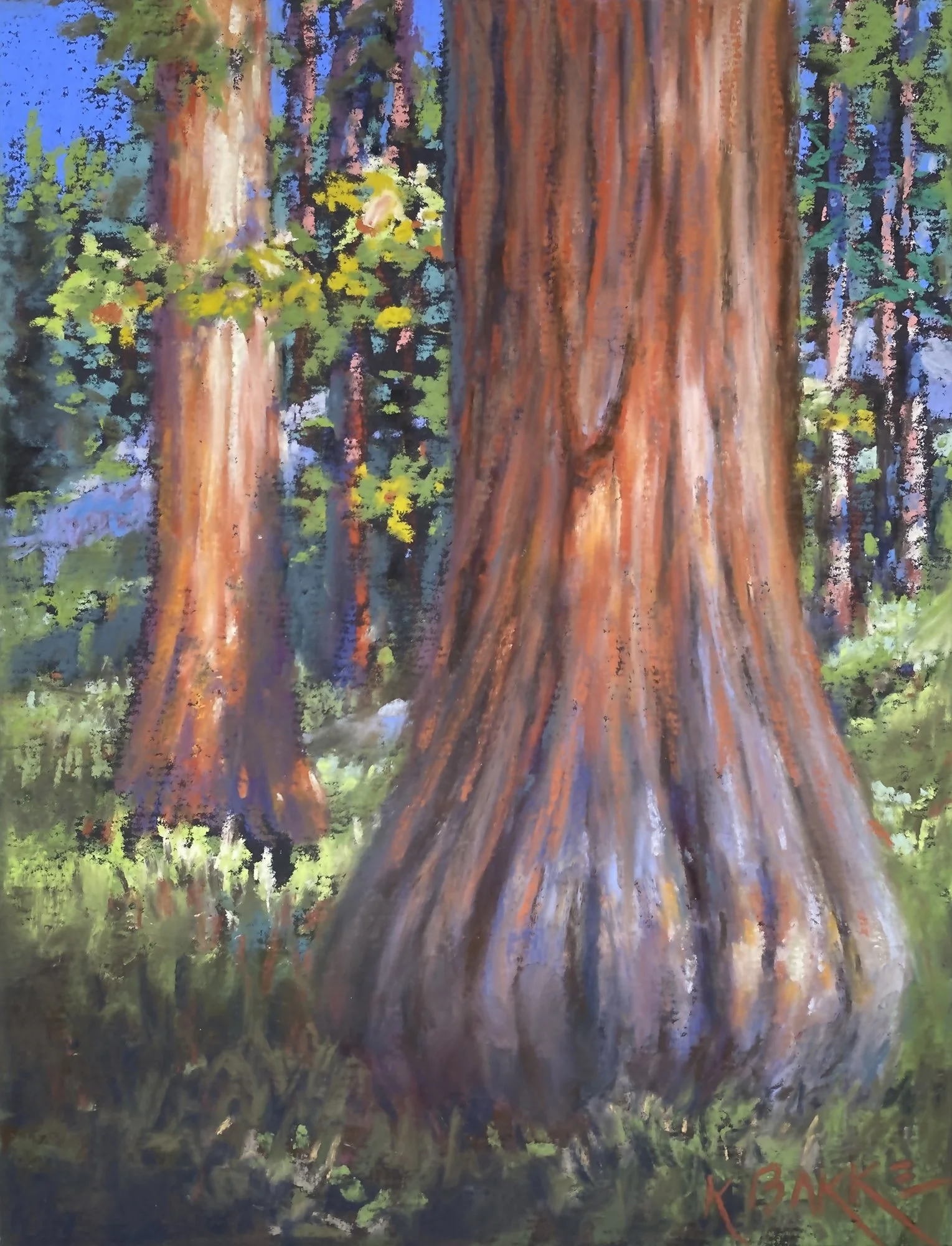 In the Shadows of Giants, 8x6 soft pastel, $300