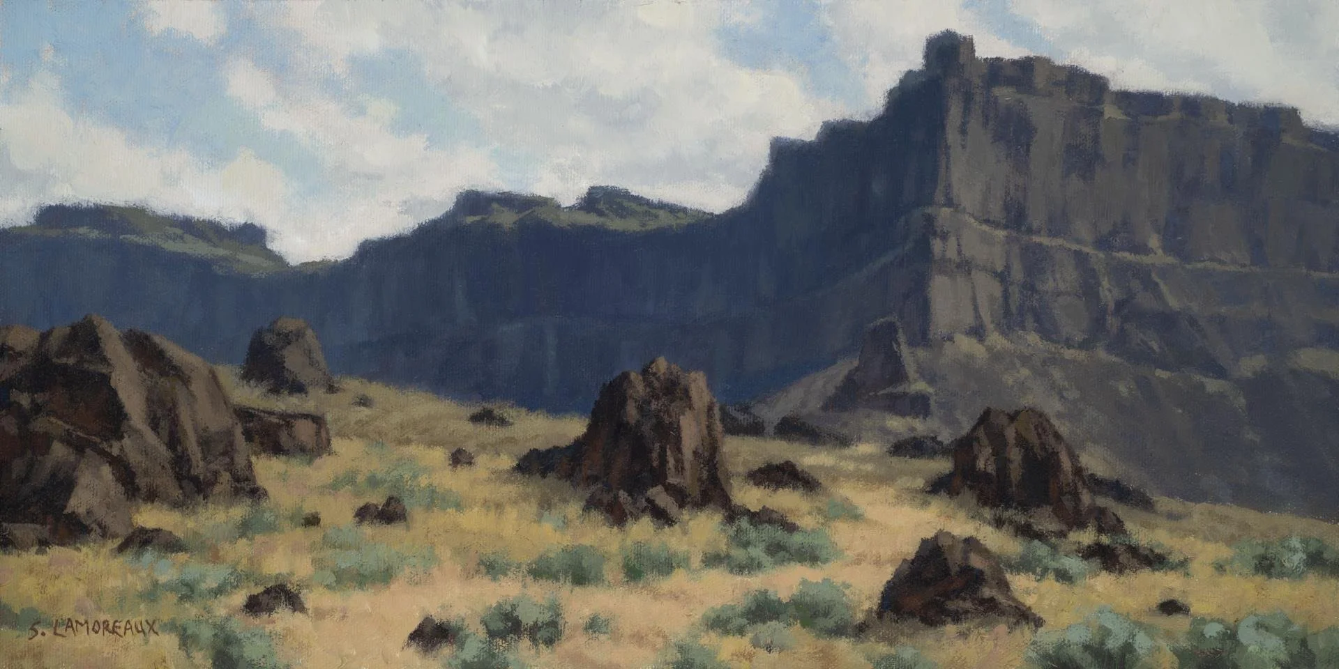 Sean Lamoreaux; Rocks of the Scablands, 8x16 oil, $650