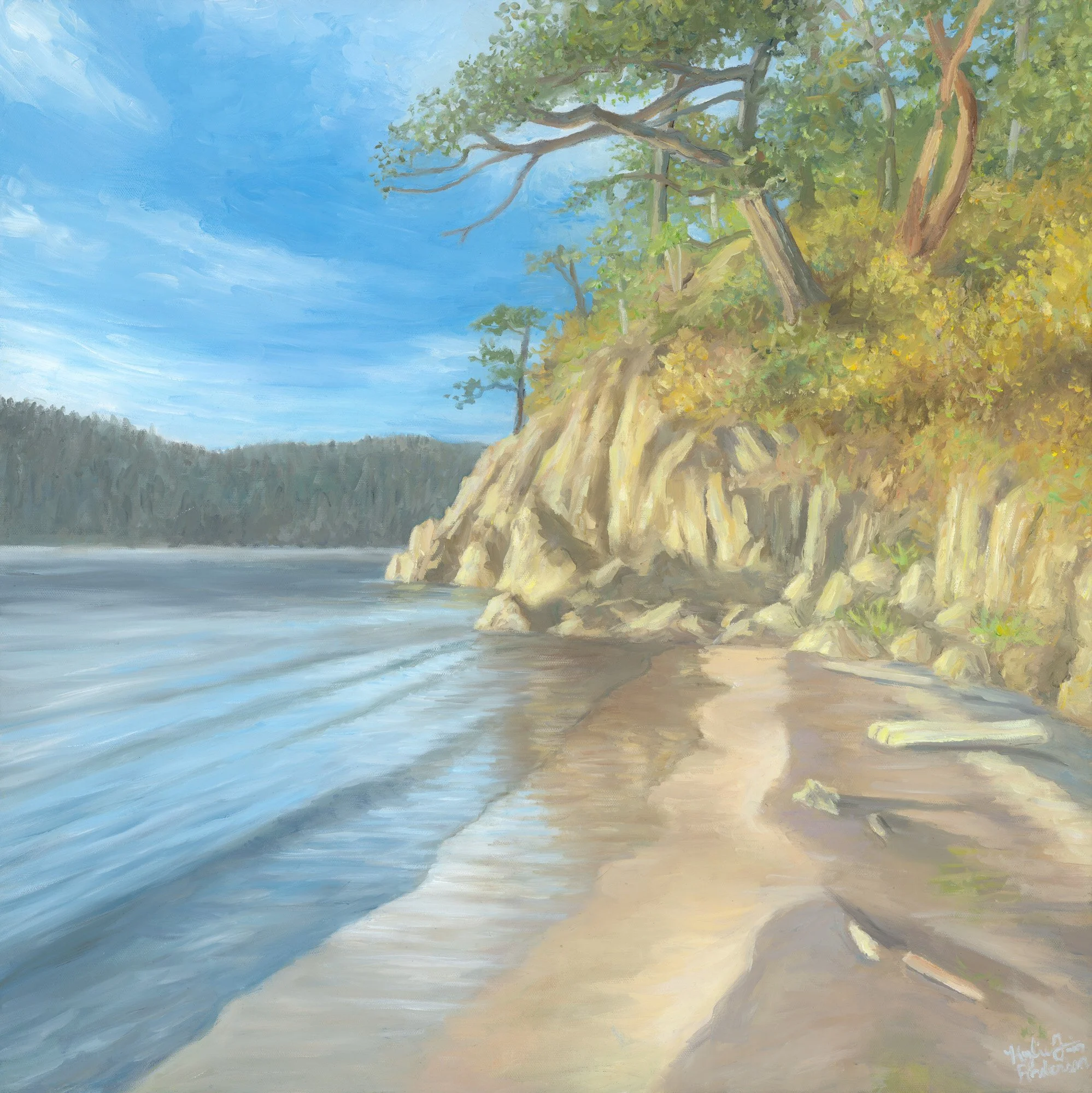 Bowman Bay Aglow, 24x24 oil, $1500