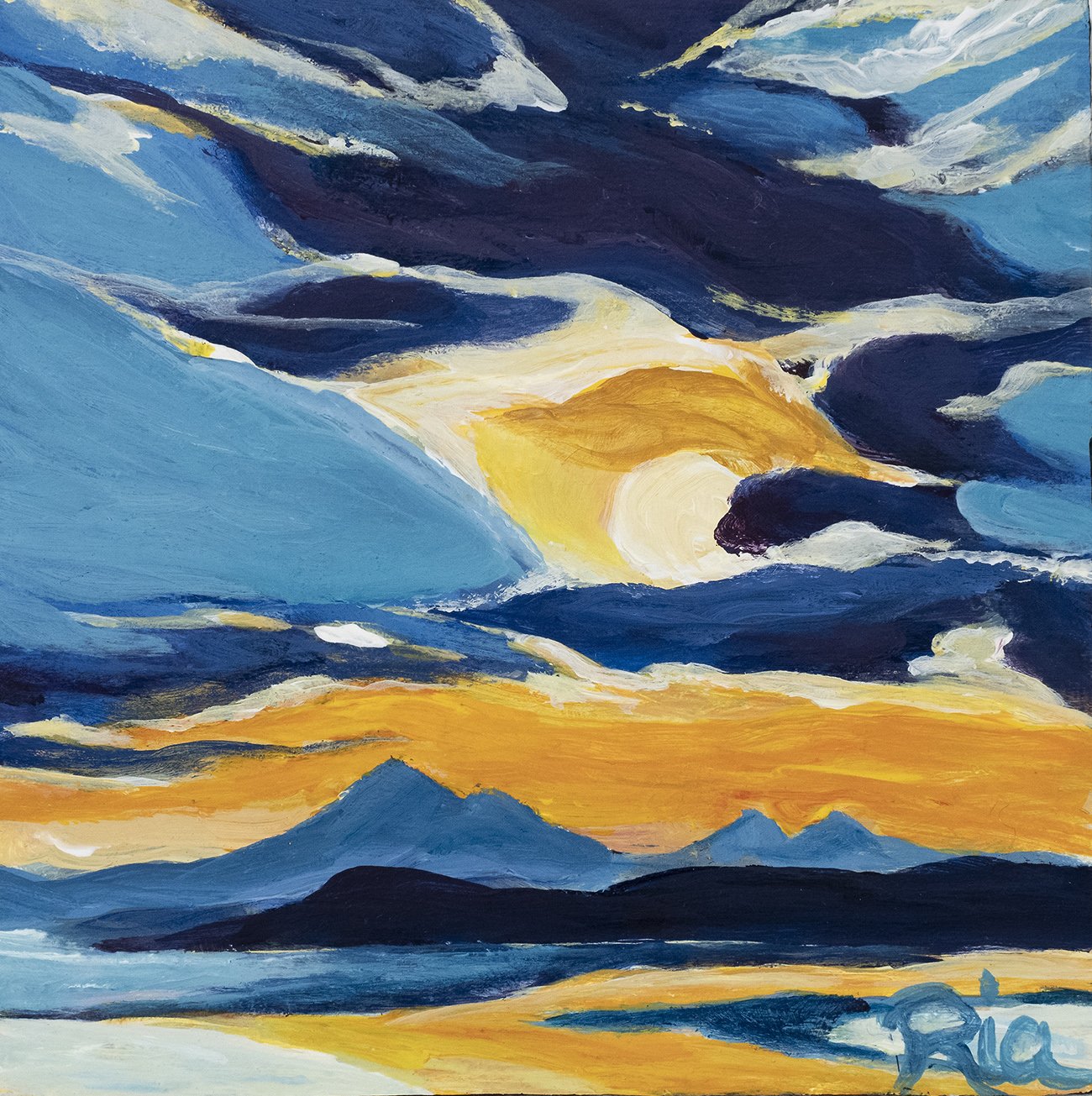 Morning Looking East, 4x4 acrylic, $75