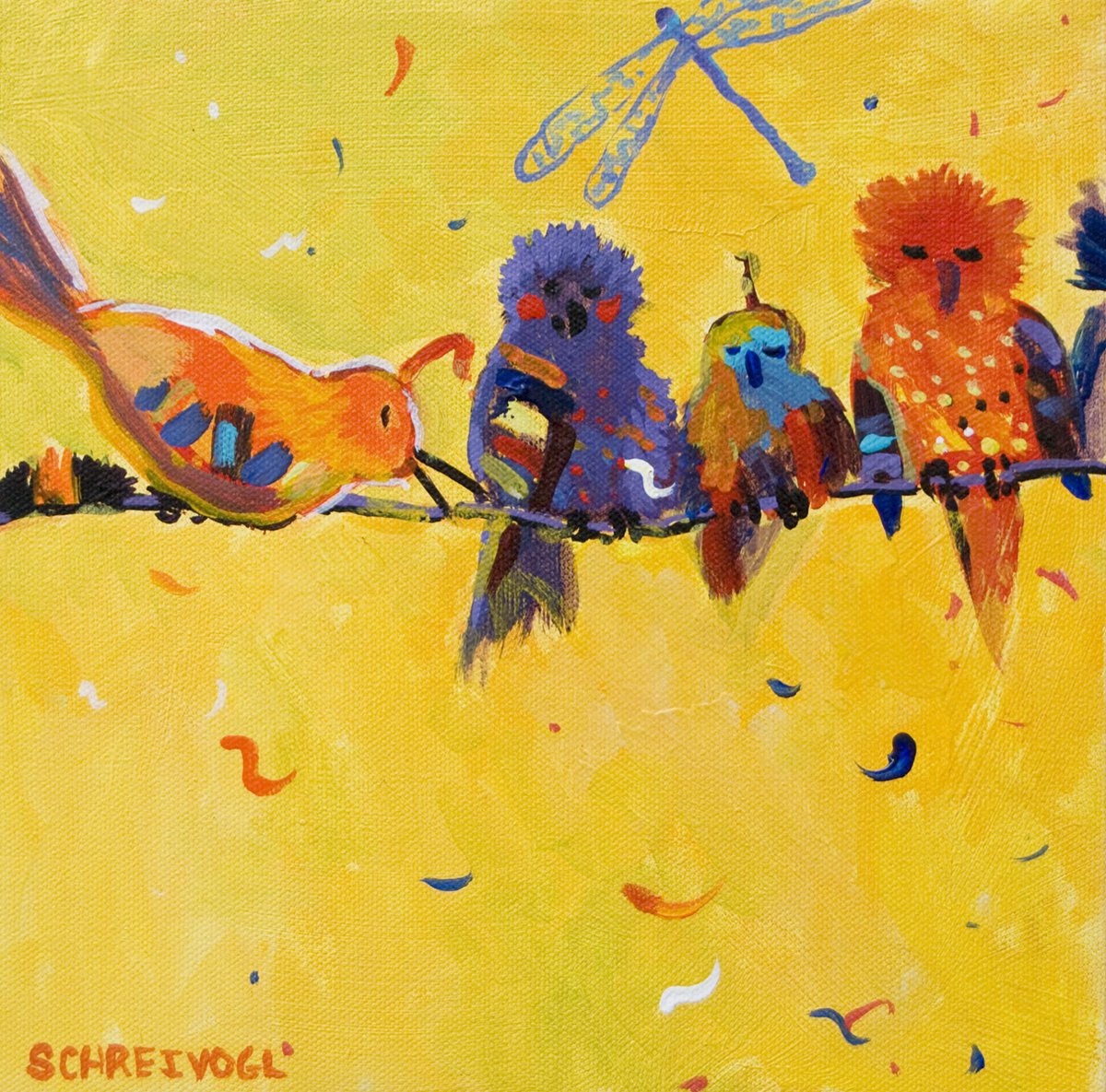 Feathered Friends, 10" x 10" acrylic, $500 SOLD