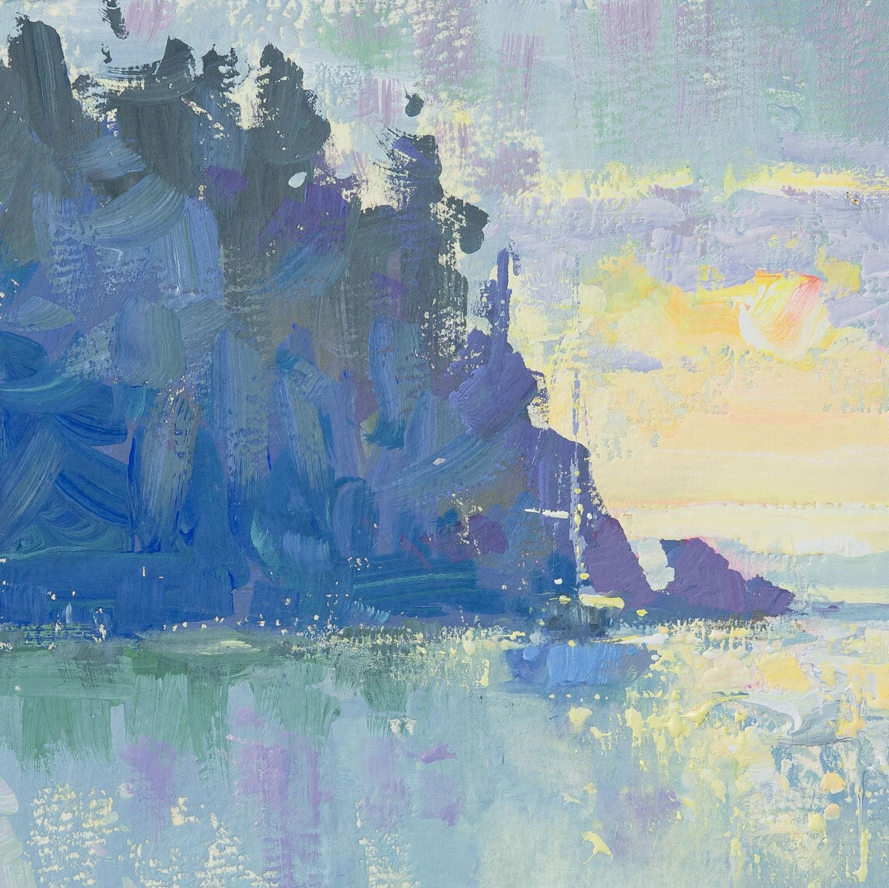 Backlit Blues, 4x4 Gouache, $750