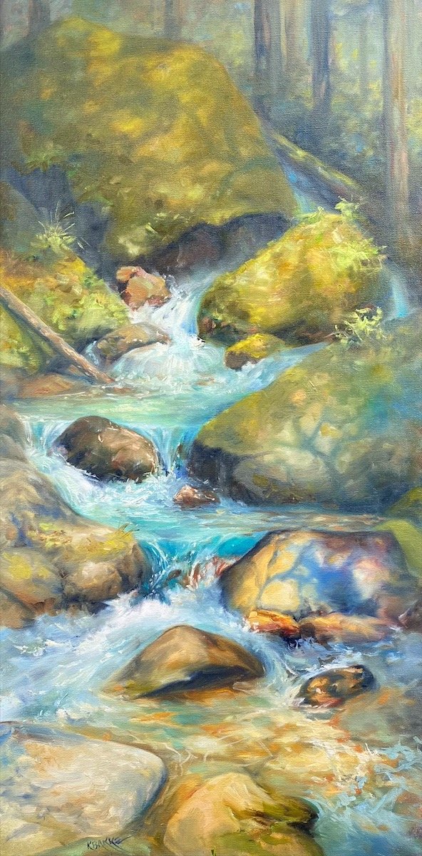 Splash, Babble, Bubble, 30" x 15” oil, $450