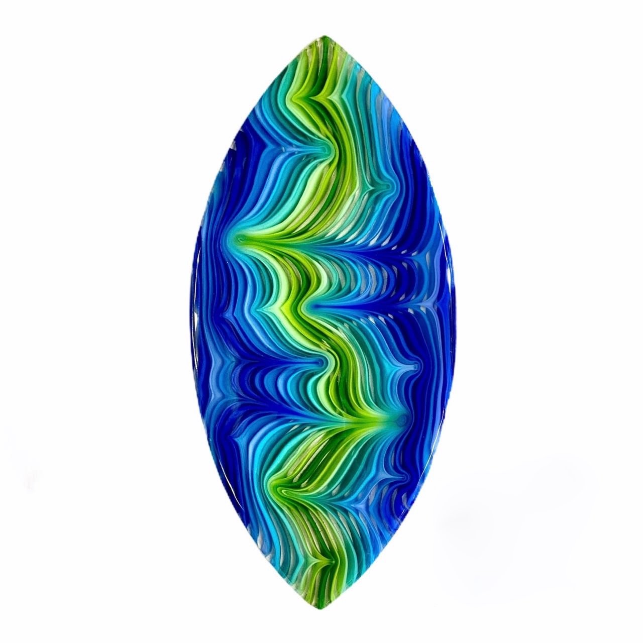 12th Fan Navette, 14.5x7 Fused Glass, $500