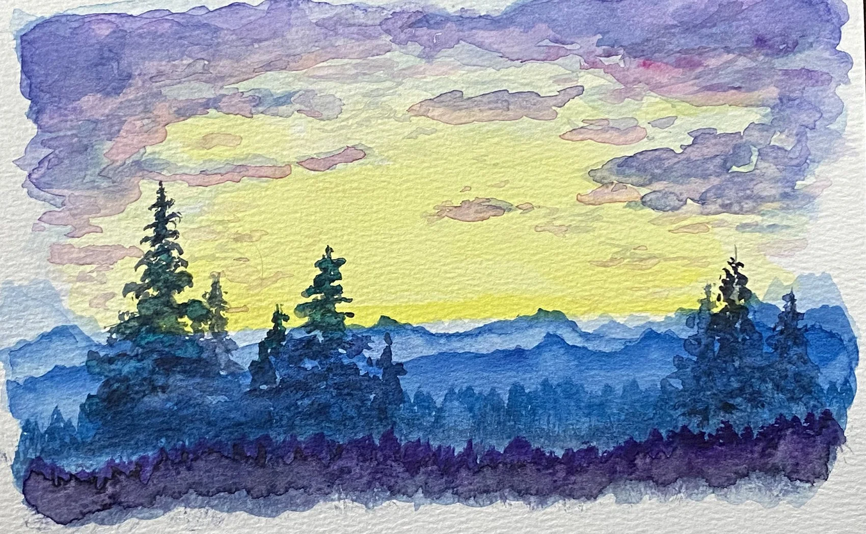 Jes Sarr Lewis - Purple Glow, 5x7 watercolor, $191