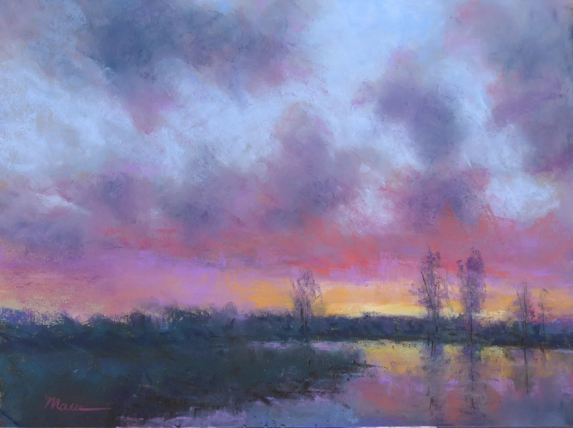 Mary Maue - Sunset Serenade; 9x12 soft pastel, $600