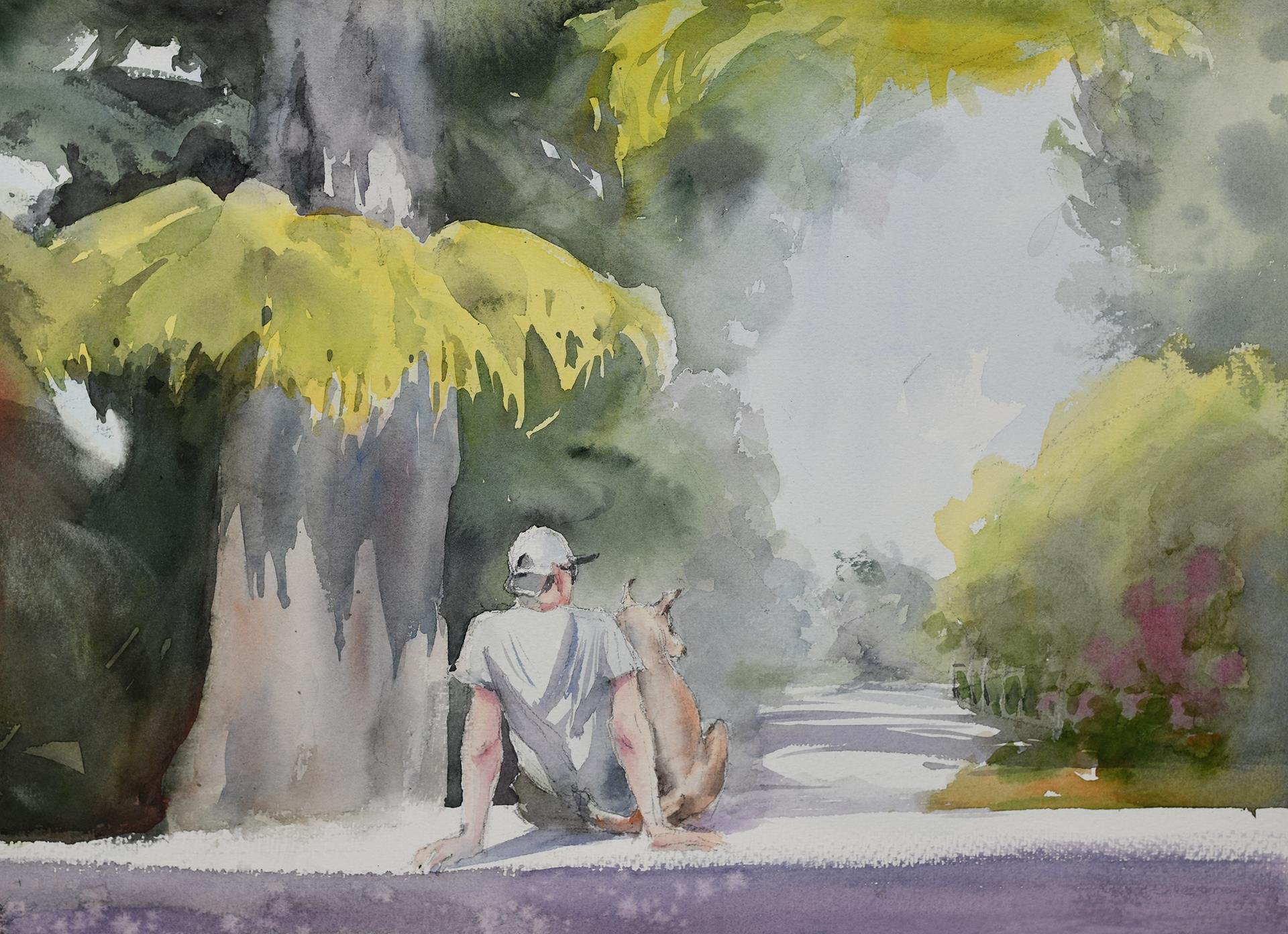 "Taking a Walk" by Oksana Limankina, 10x14 watercolor, $450