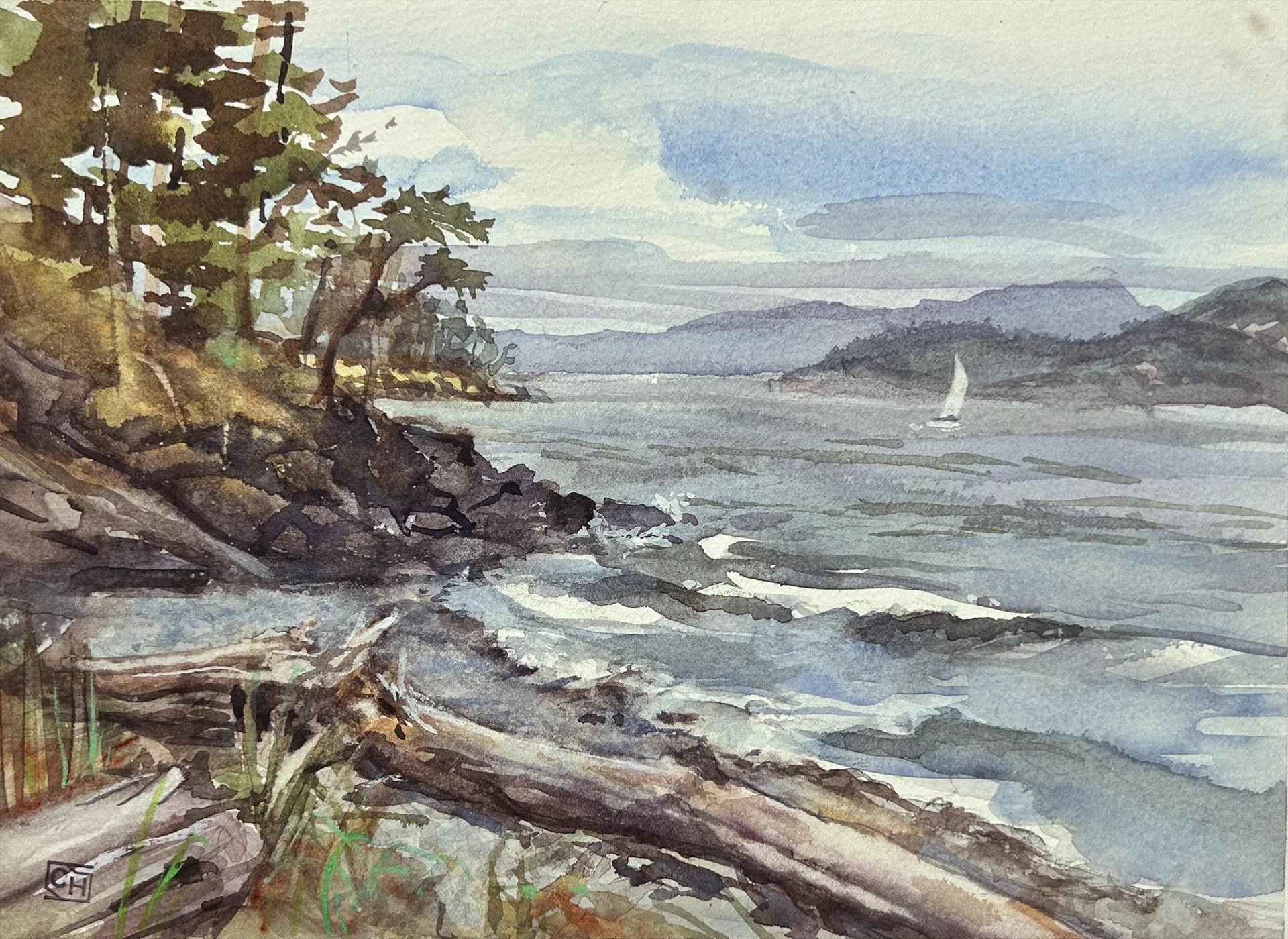 Charlene Hall - North Beach; 7x9 watercolor, $475