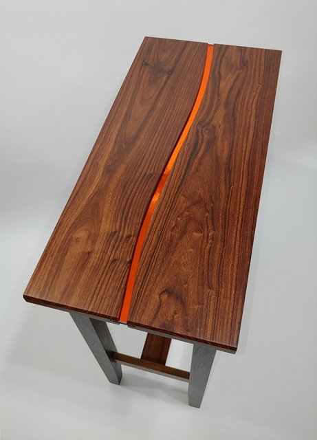 Striking Contrast - Granadillo/Ebonized Walnut/Orange stained glass, 28-1/2" wide, $2300 SOLD