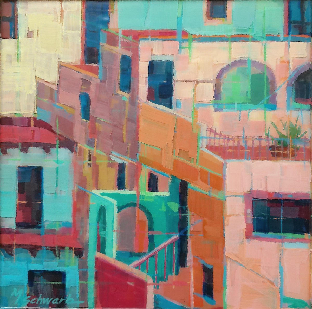 Colors Of Mexico 6, 12x12 poured acrylic, $550