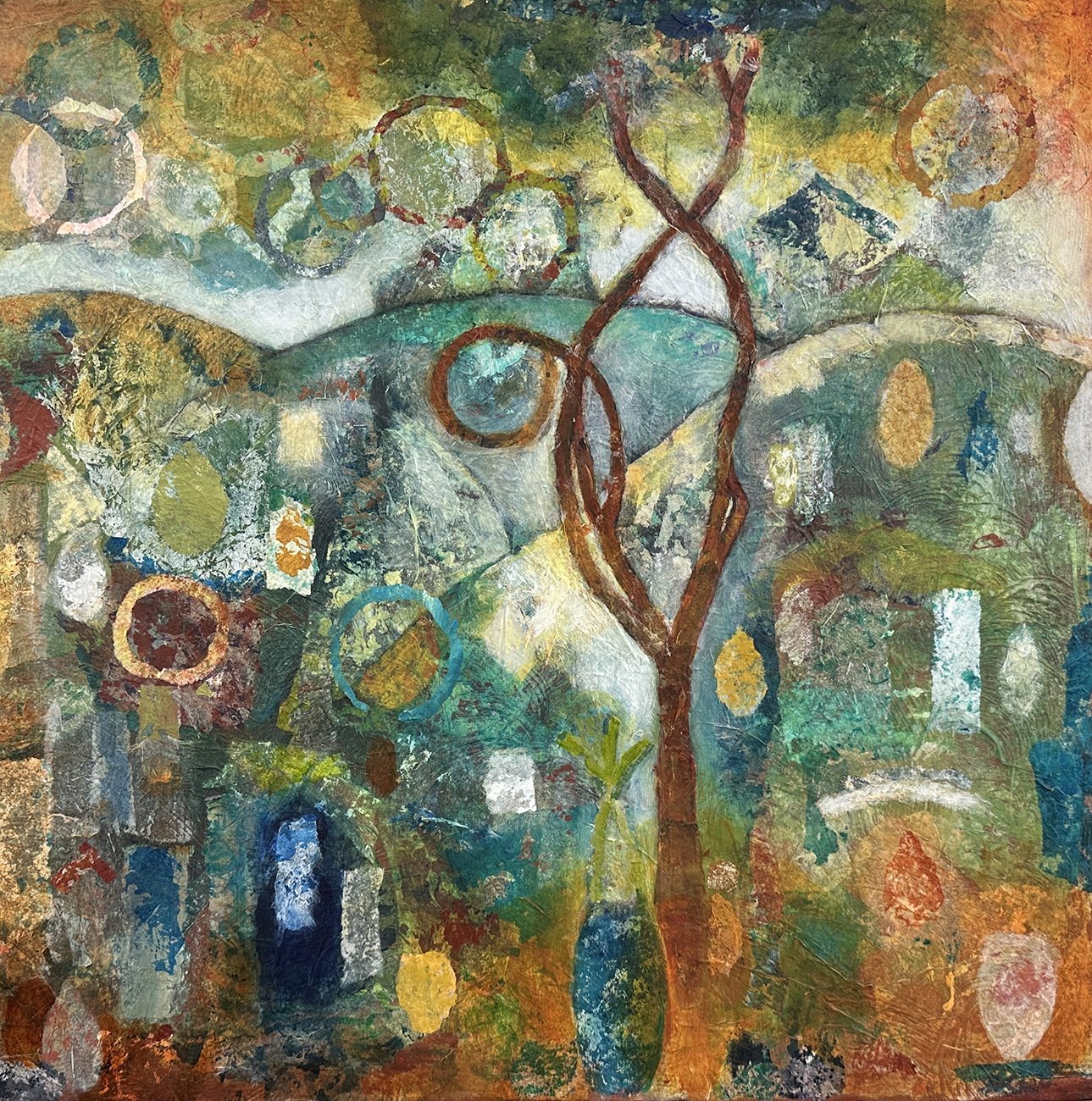 Circle Tree, 24x24 mixed media, $2500