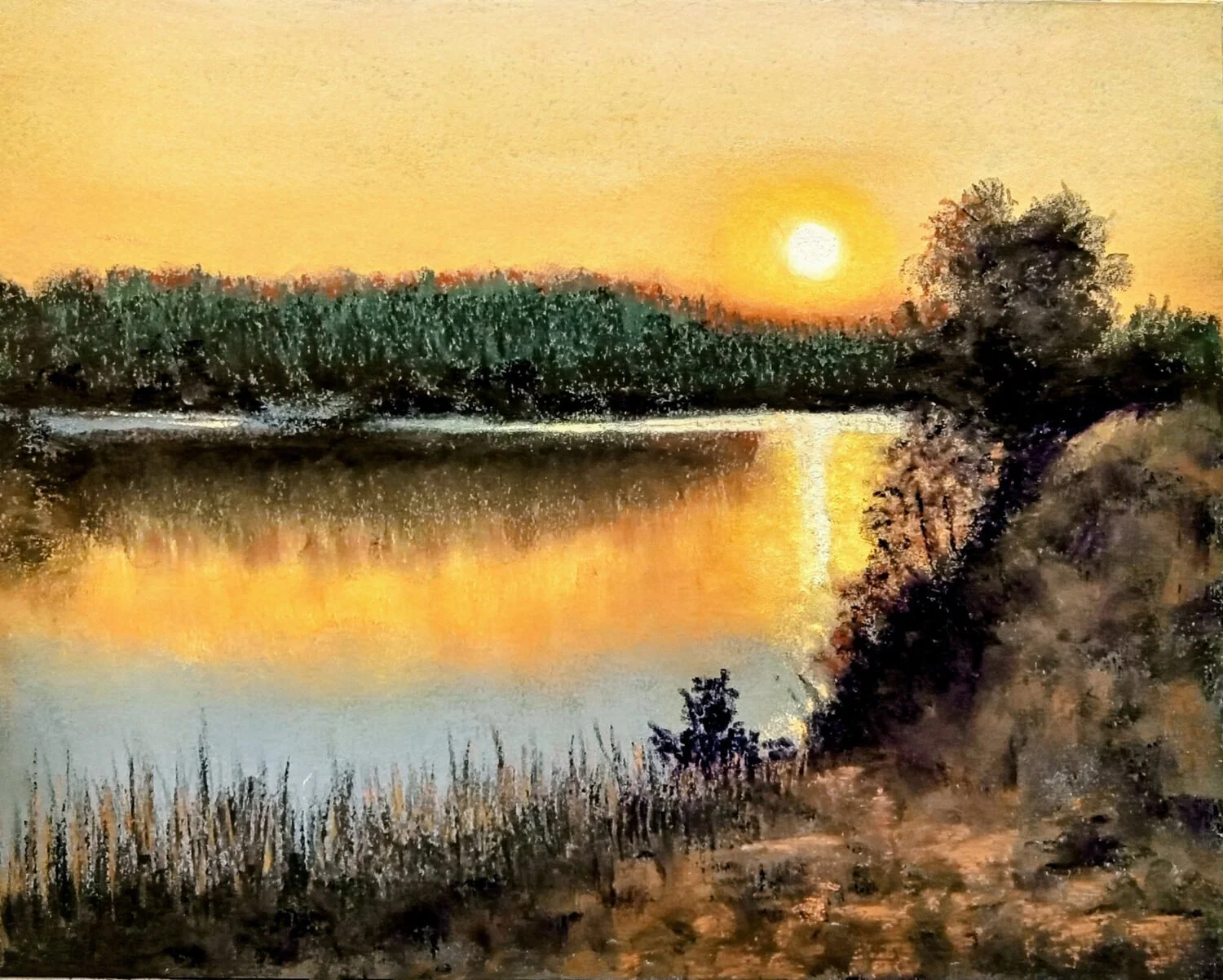 Richard Barrere - Sunset on Canyon Lake; 20 x 24 pastel, $475