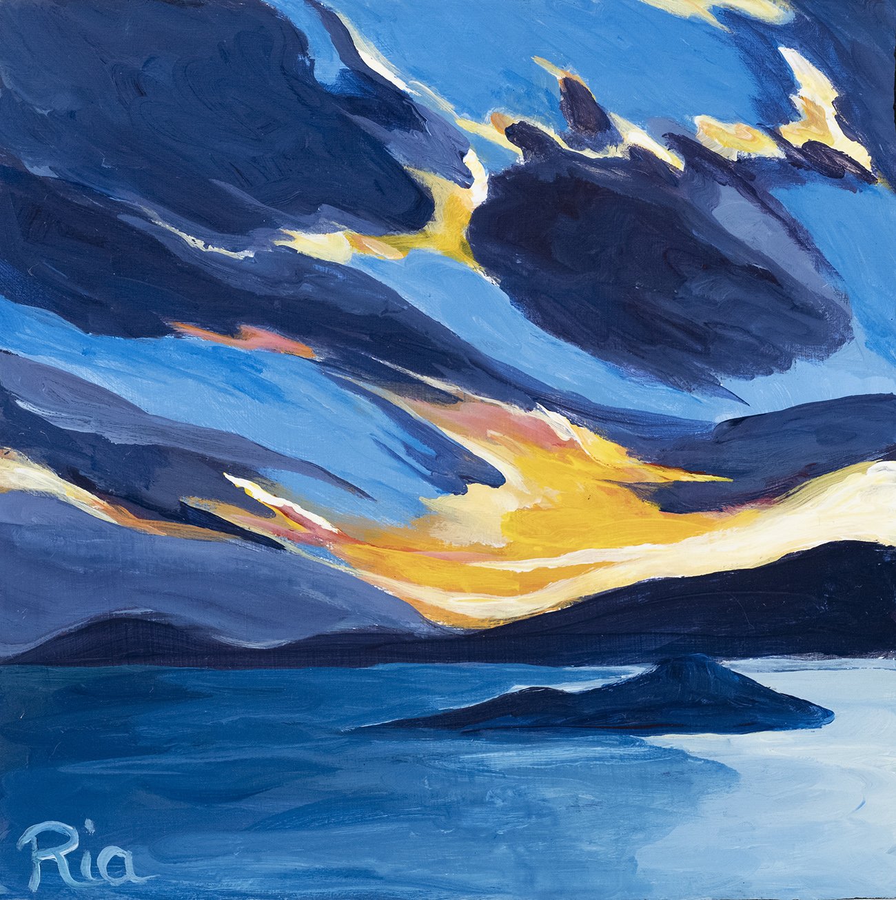 Watching the Storm, 6x6 acrylic, $95 SOLD