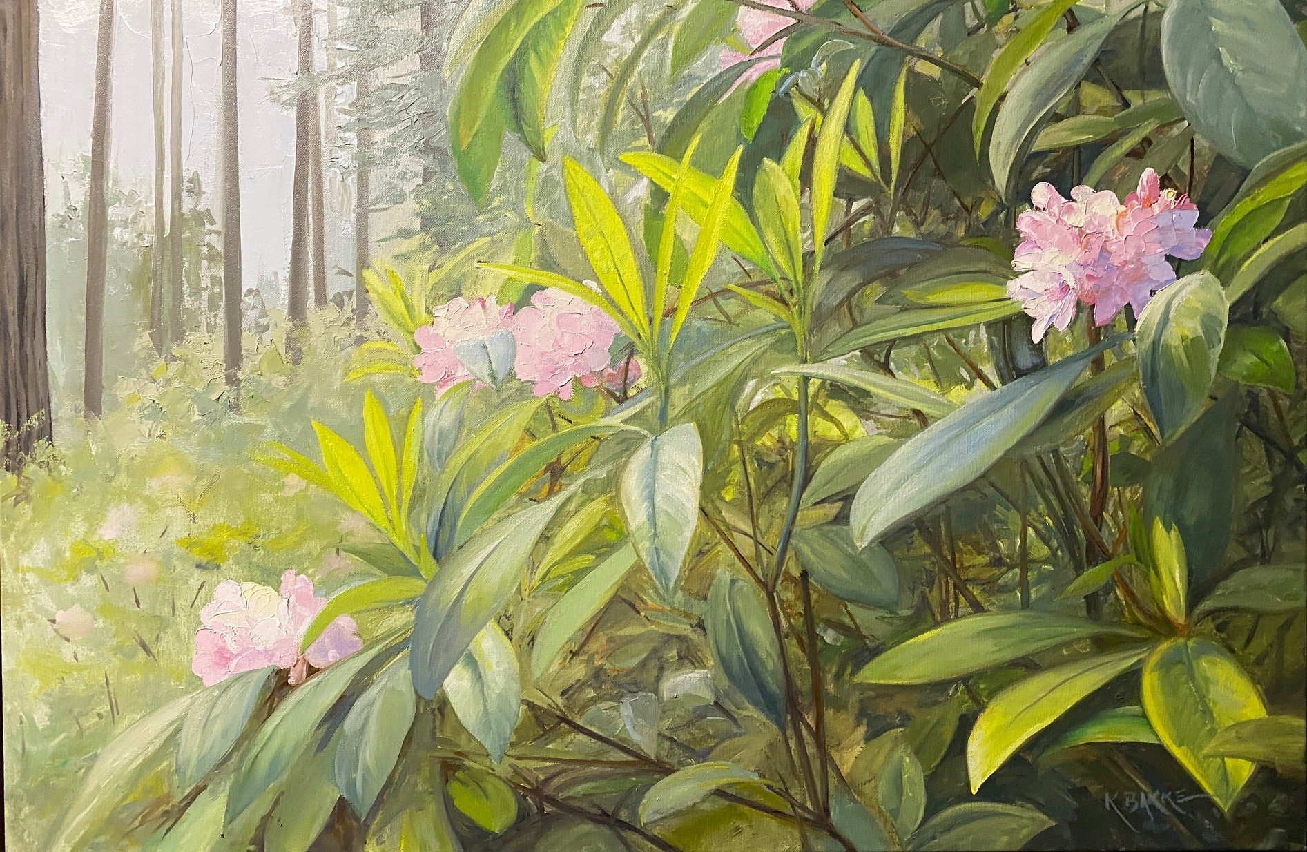 Forest Rhodies, 24x36 oil, $1900