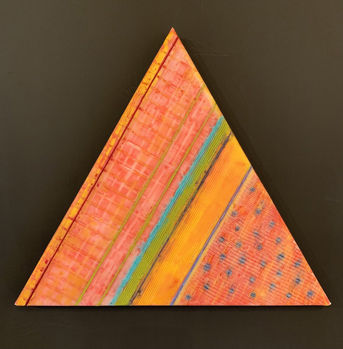 Carnival, 16" triangle encaustic, $300
