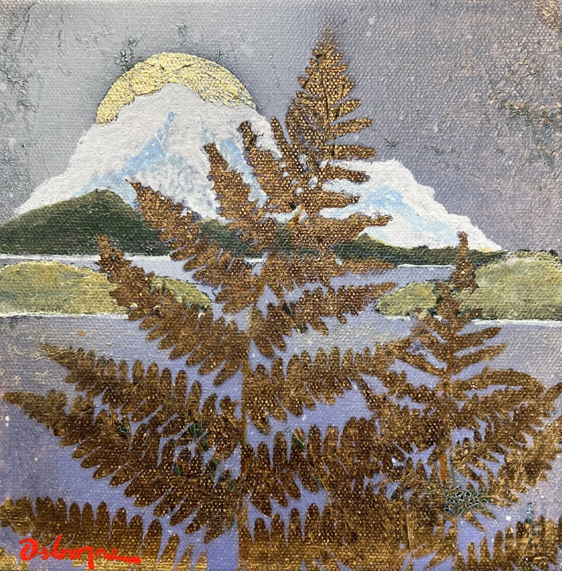 Faerie Moon Shine, 8x8 gold leaf and acrylic, $490