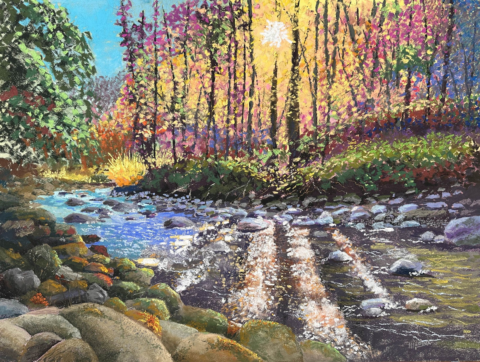 Wallace River Aglow, 18x24 pastel, $1250 SOLD