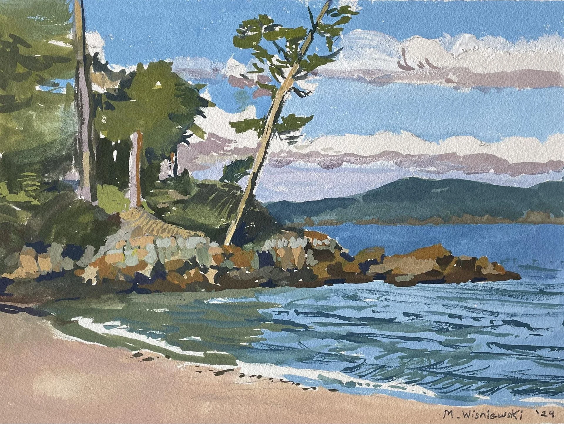 Michael Wisniewski; View From Sunset Beach, 9x12 gouache, $400 SOLD