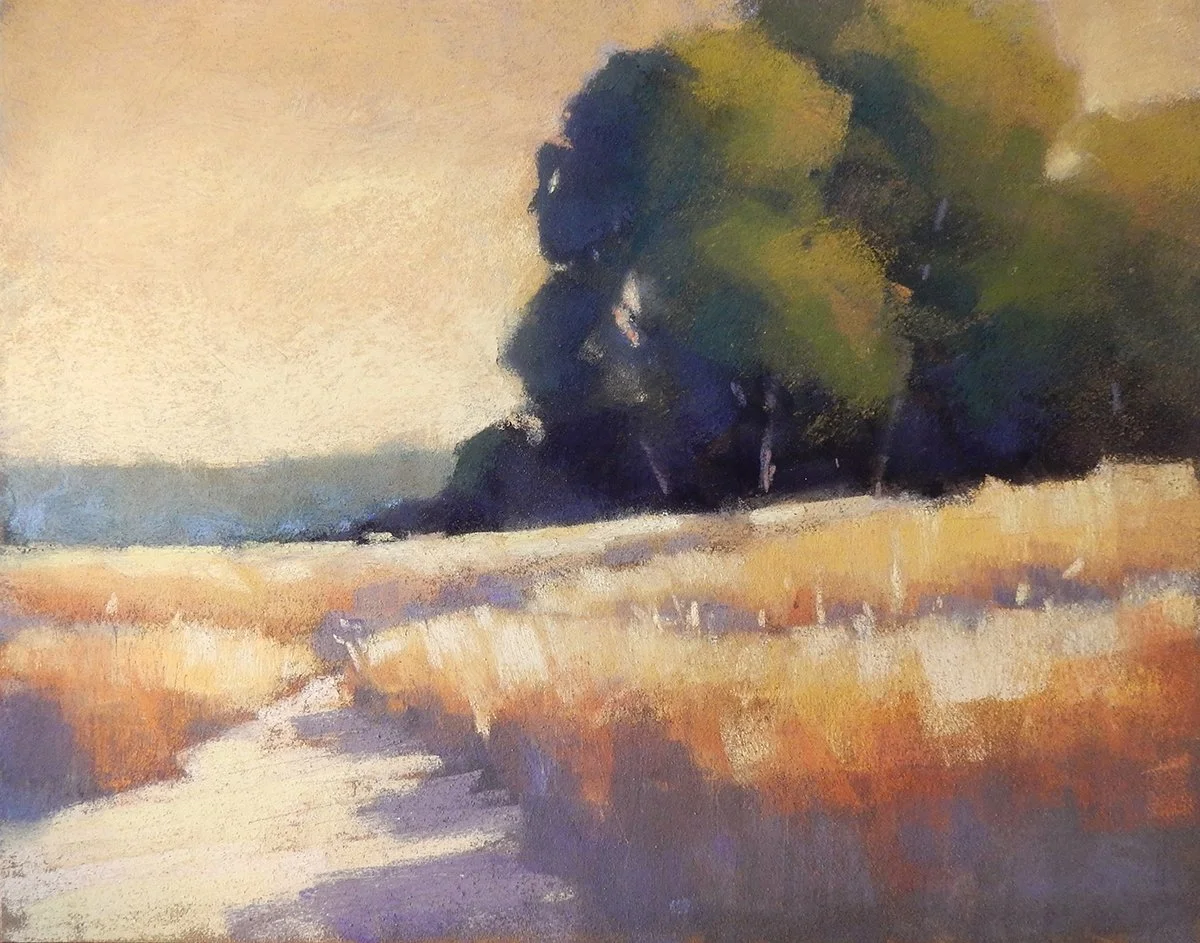Ocher Meadow, 11x14 pastel, $745