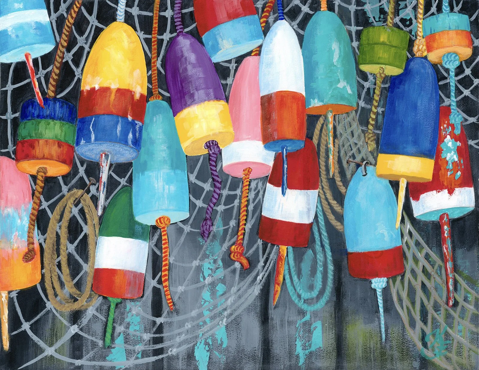 Karen Epperson - Dangling Buoys, 14x18 acrylic, $600