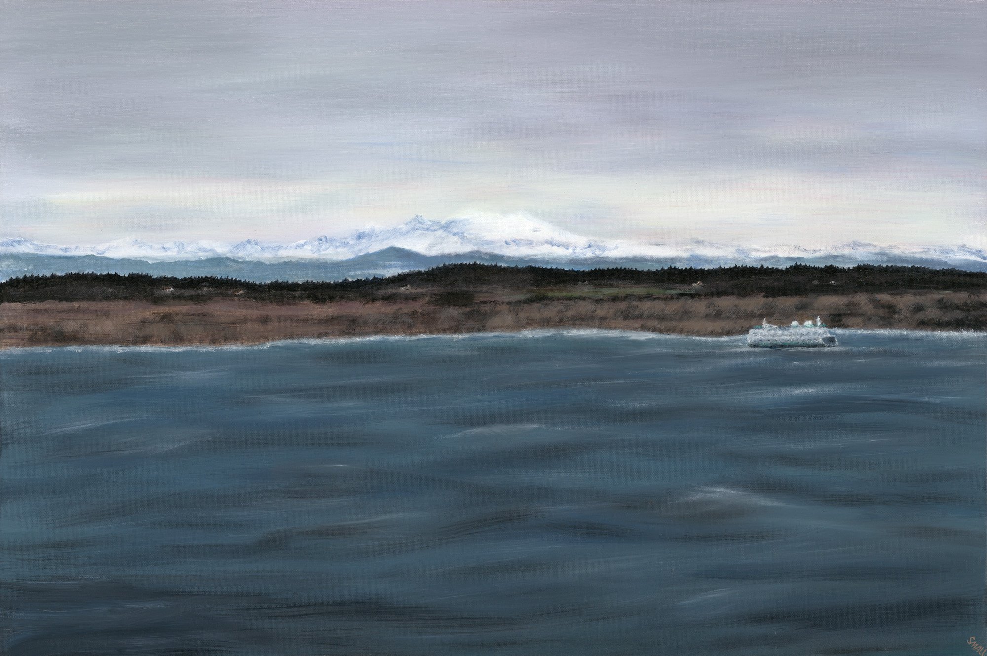 View from Fort Worden, 36x24 mixed media, $3000