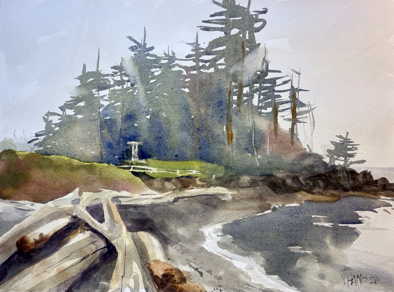 Virginia Hand - The Maiden Beckons, 11x15 watercolor, $900