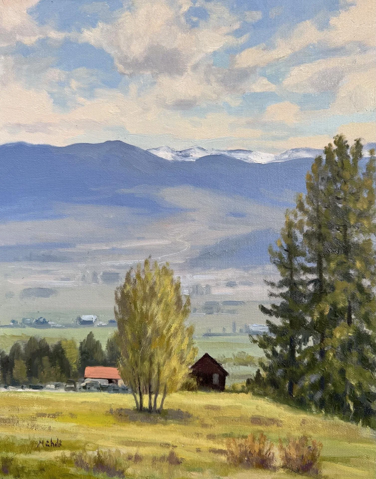 Mehdi Fallahian - Bitterroot Valley Lookout, Hamilton, MT; 14x11 oil, $2000