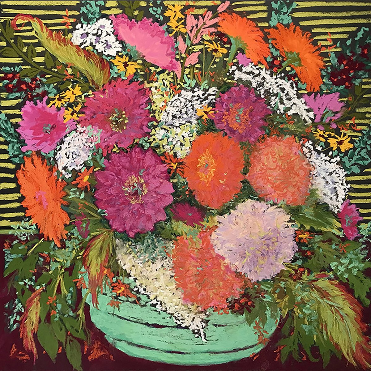 Garden Flirtation, 18x18 pastel, $1000