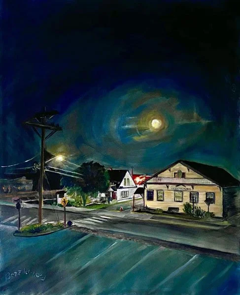 Bezalel Levy - View from Our Upstairs Window, 27.5 x 22.5 acrylic, $2000