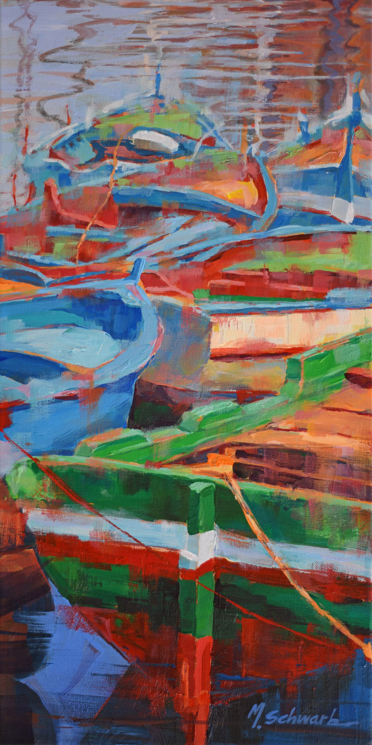 Bow to Stern, 24x12 acrylic, $750