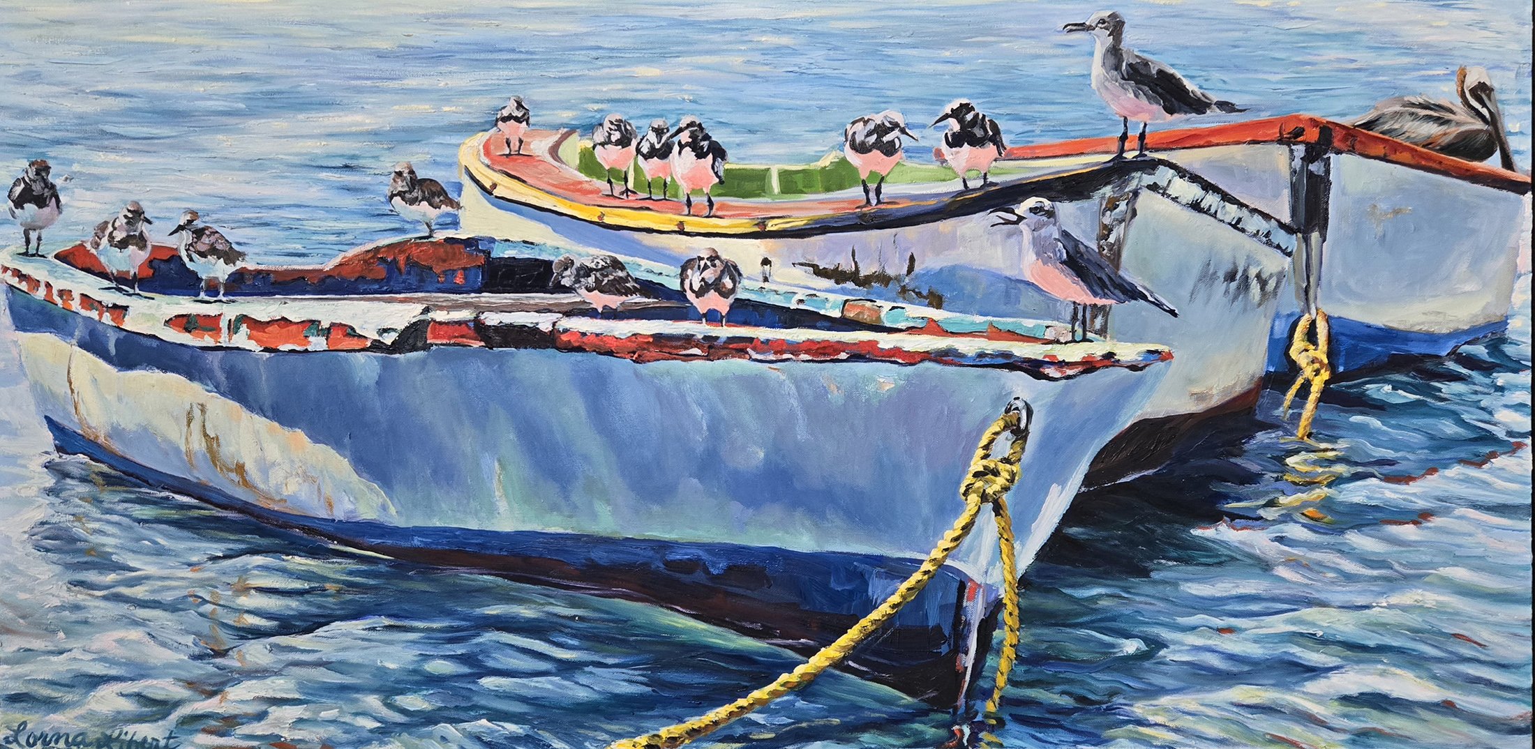 The Crew, 48 x 24 oil, $2800